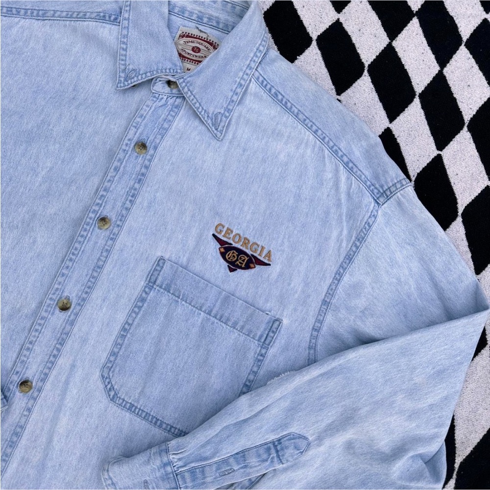 Vintage Georgia Button Collar Denim Shirt Medium